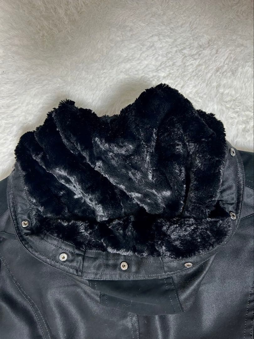 5351 プールオム ブラック モッズコート サイズS