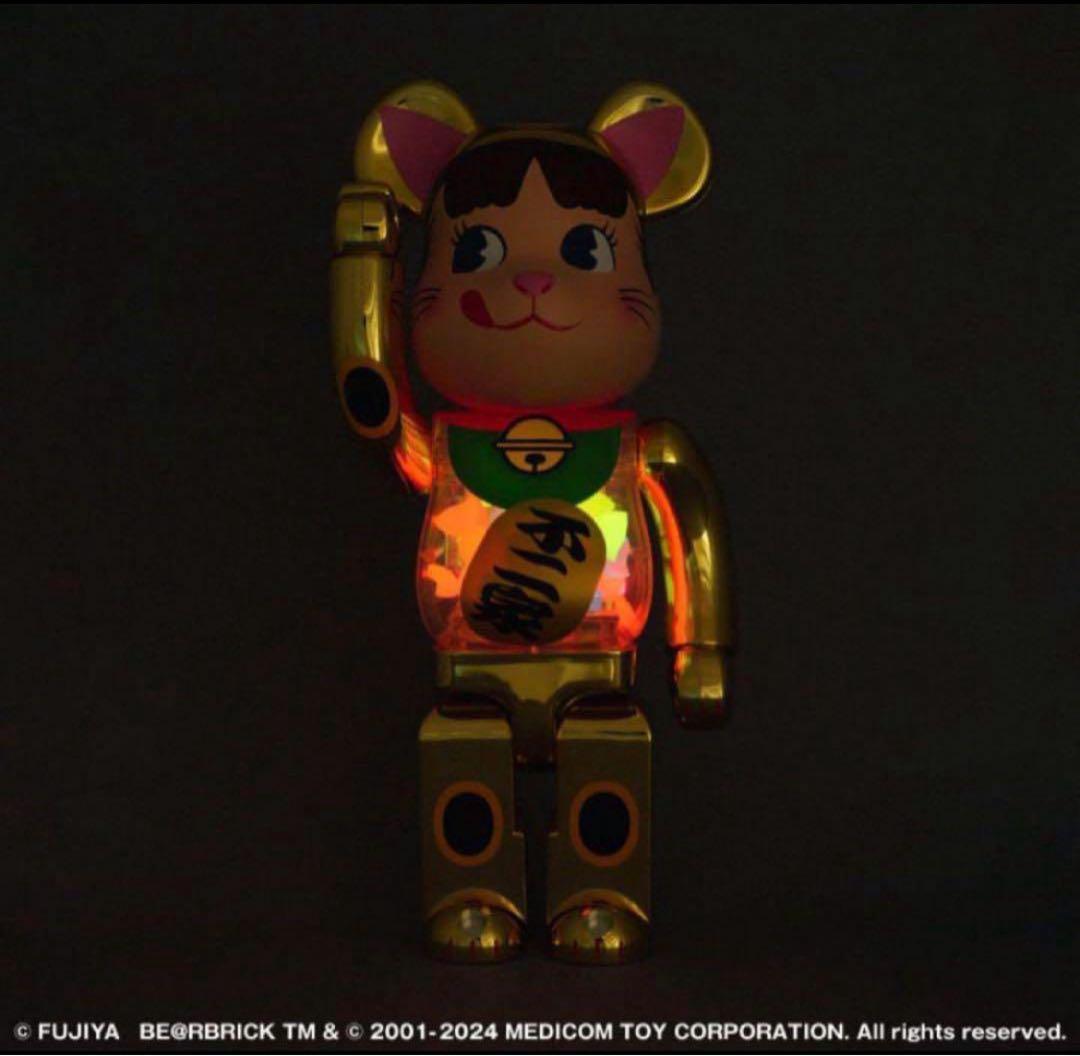 BE@RBRICK 招き猫 ペコちゃん 金メッキ 蓄光ミルキー入り