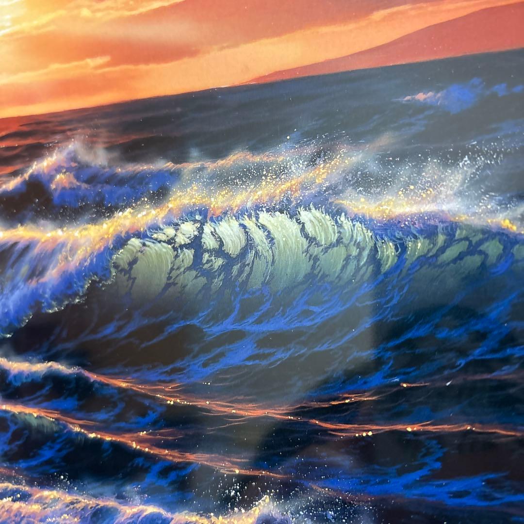 ラッセン　ロマンスオブザシー　夕日　サンセット　クジラ　風景　版画　額入り