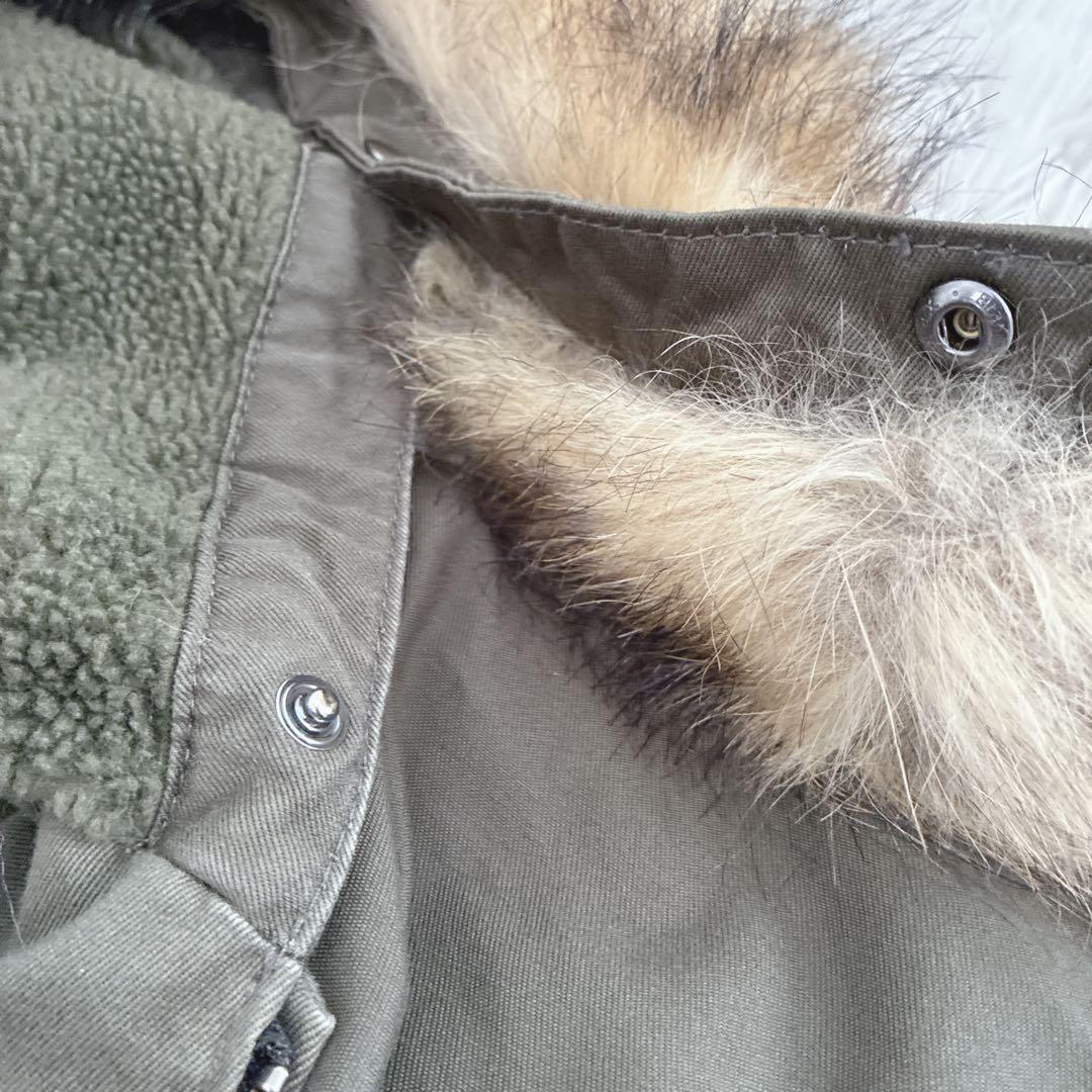 VIRGO モッズコート 変形デザイン ファー カウレザー 切替 カーキ 3