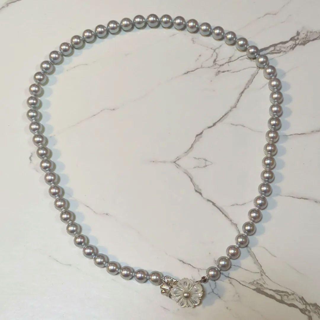 デザイン パールネックレス クリッカー ラリエット ブルー系