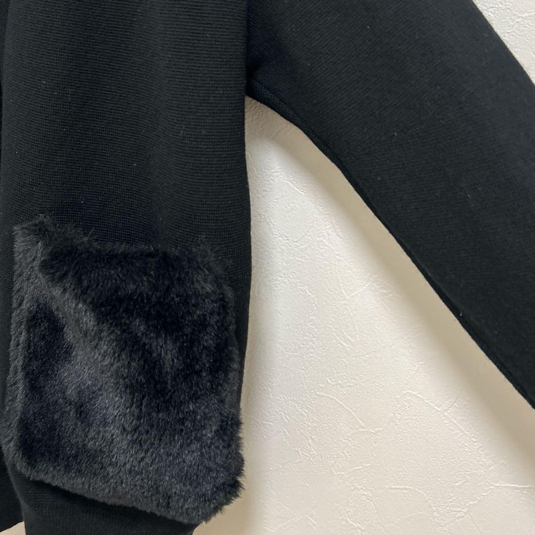 Ballsey ウールポリエステルミラノリブ ファーポケットカーディガン 黒 S