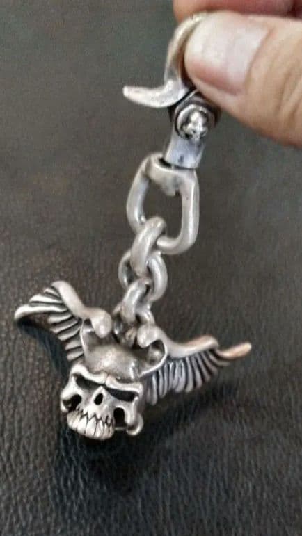 こ*ば様 THIRTEENDESIGNS ウイングスカルキーチェーン142g 9