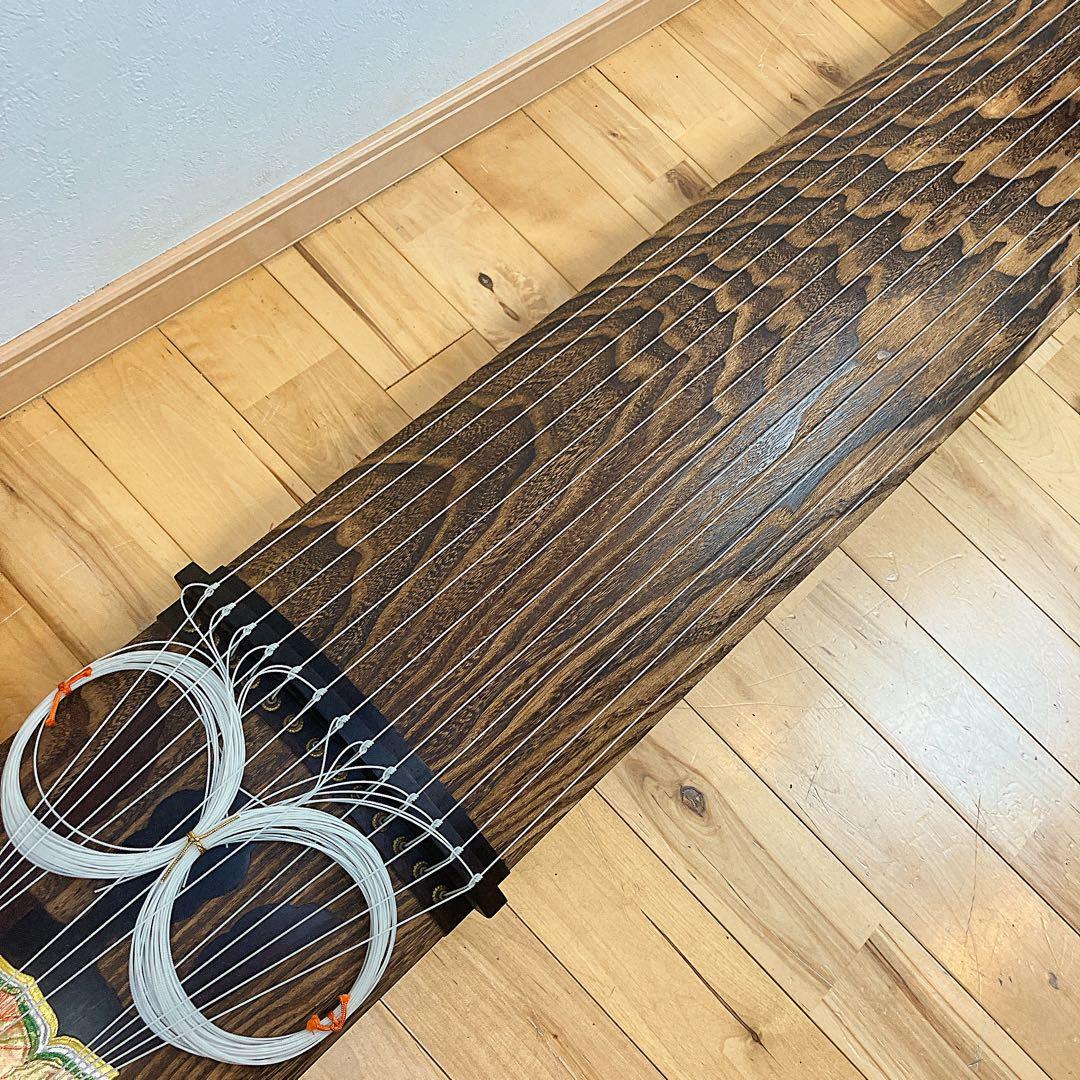 高級! お琴 綾杉彫り 蒔絵 13弦 約182cm 和楽器 弦楽器 木目　柏葉