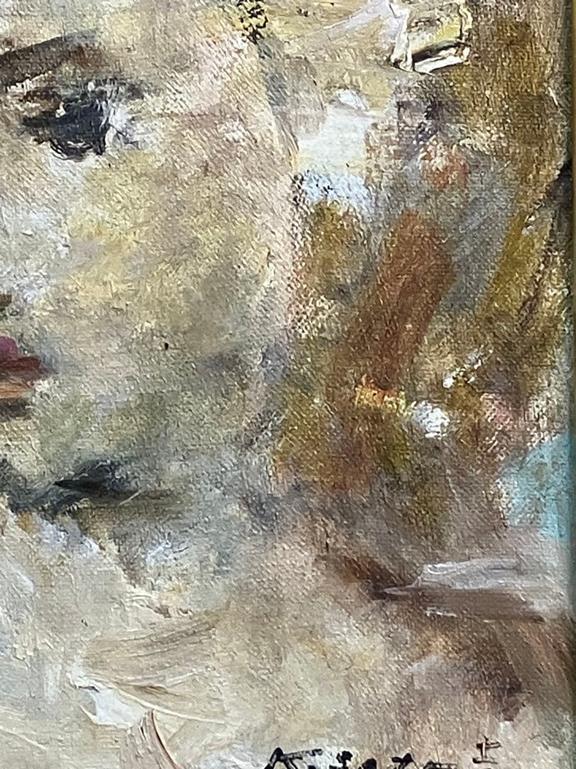 佐藤吉五郎「少女」 SM号 油彩 油絵 絵画 人物画 サムホール 木製額縁