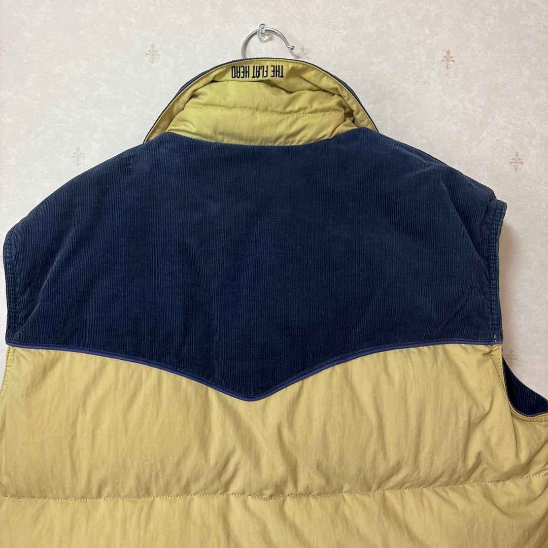 フラットヘッド　リバーシブルダウンベスト 42 ベージュ ネイビー