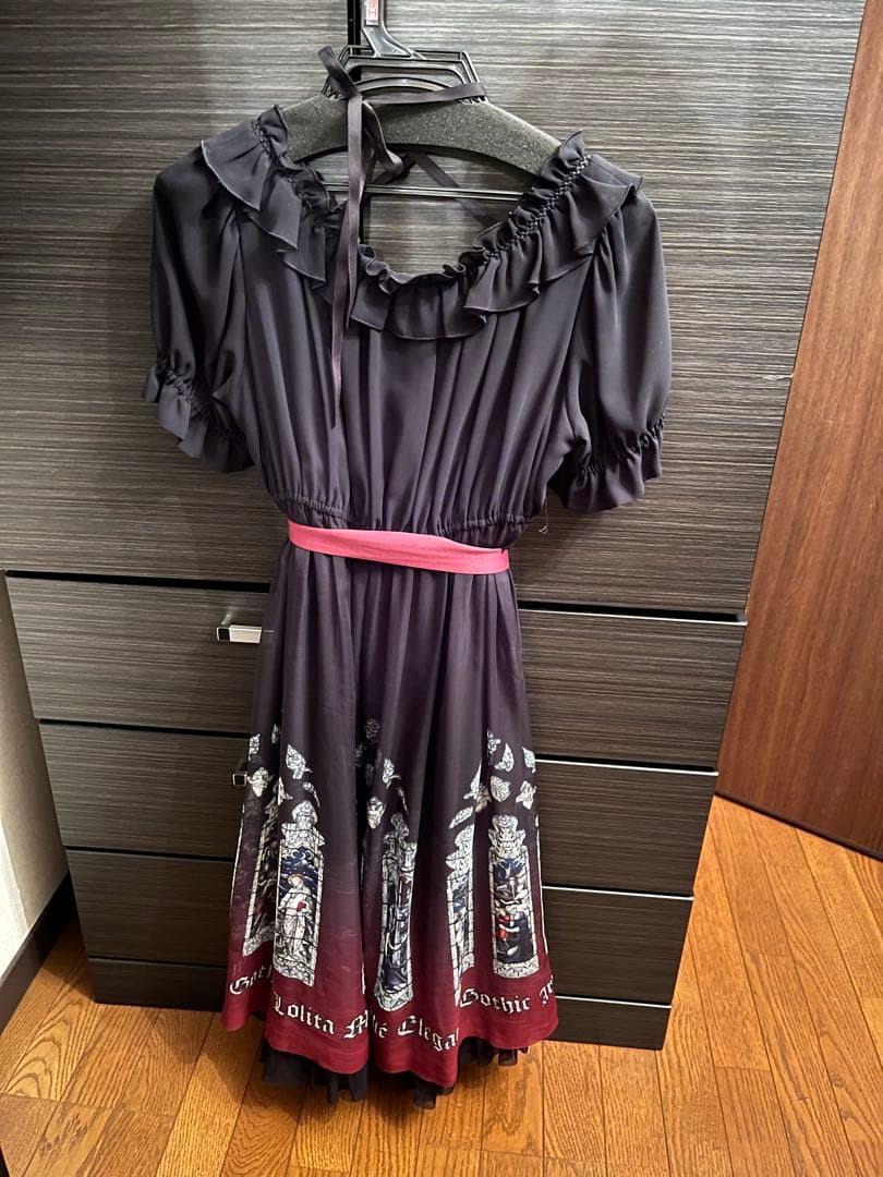 Moi-meme-Moitie ステンドグラスプリントシフォンロングワンピース