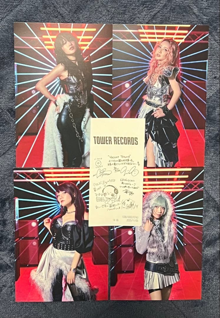 Zilqy メンバー全員分ポストカードとタワレコ特典のサイン入りレシートのセット
