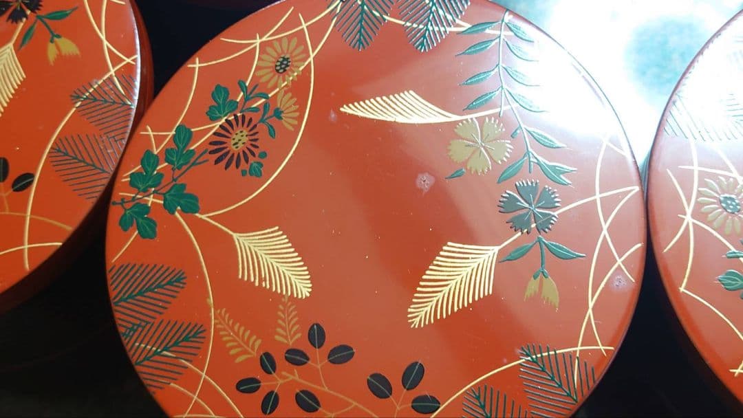 【未使用品】平安象彦 二段丸重 秋草の図 5点セット