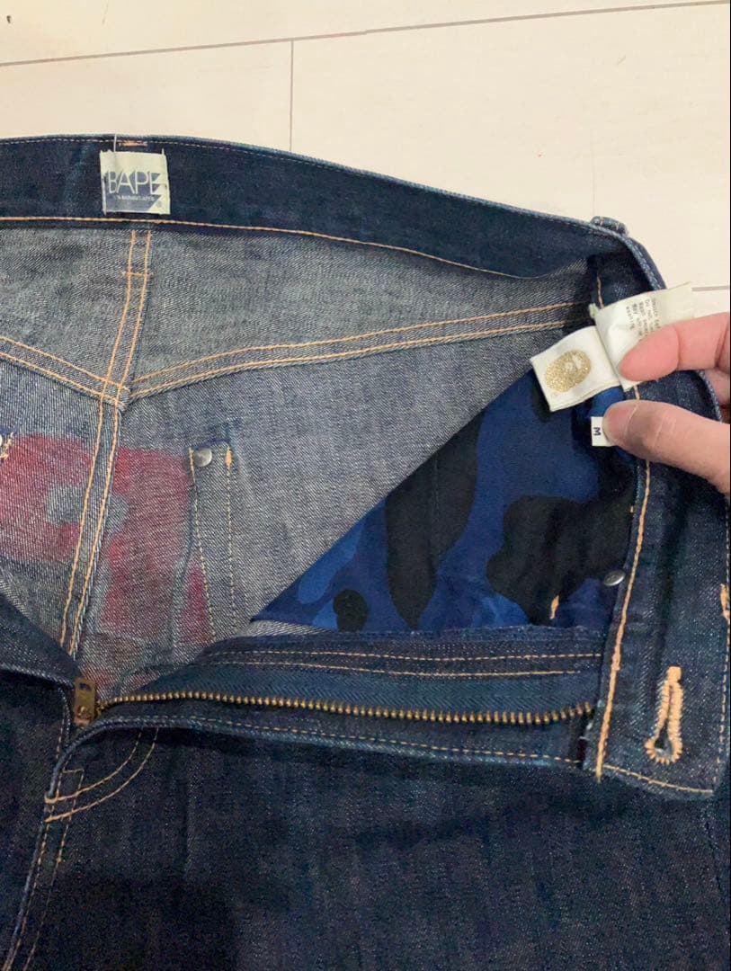 最終値下げ！A BATHING APE ダークブルーデニムパンツ