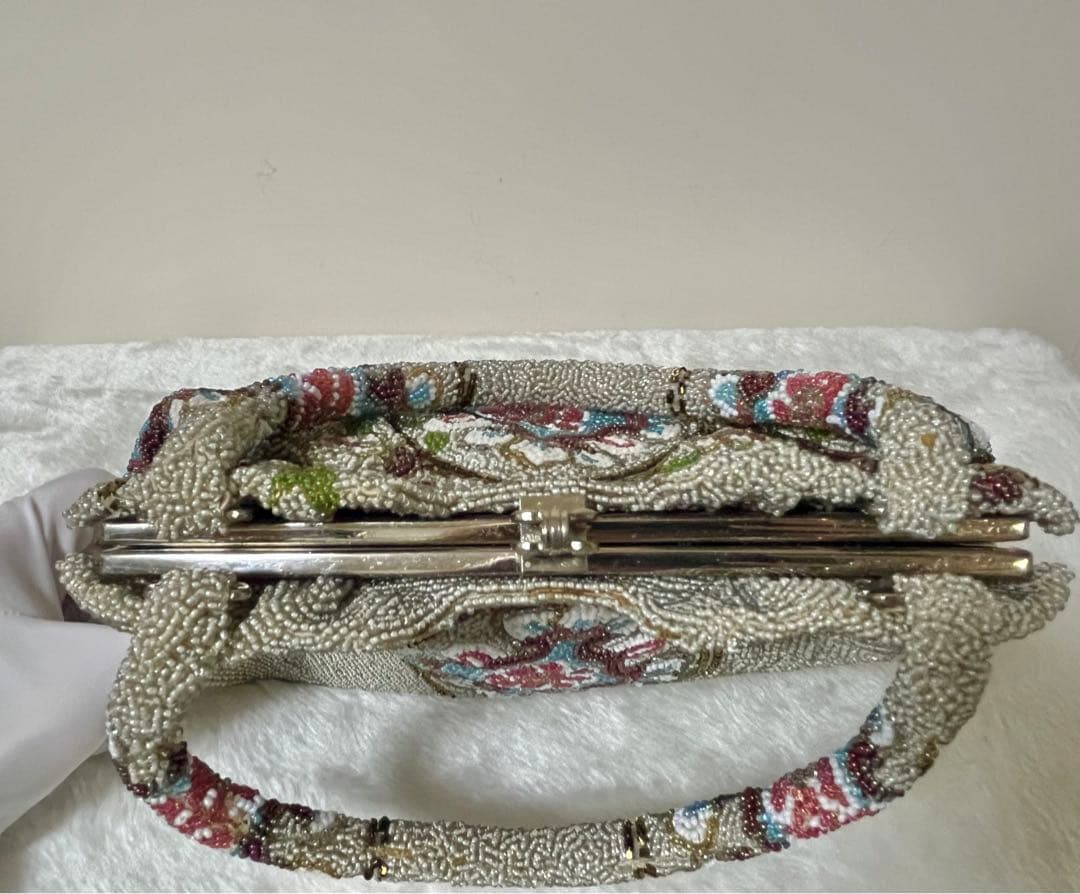 柏ビーズ　和装バッグ パーティーバッグ ハンドバッグ ビーズバッグ 2点セット