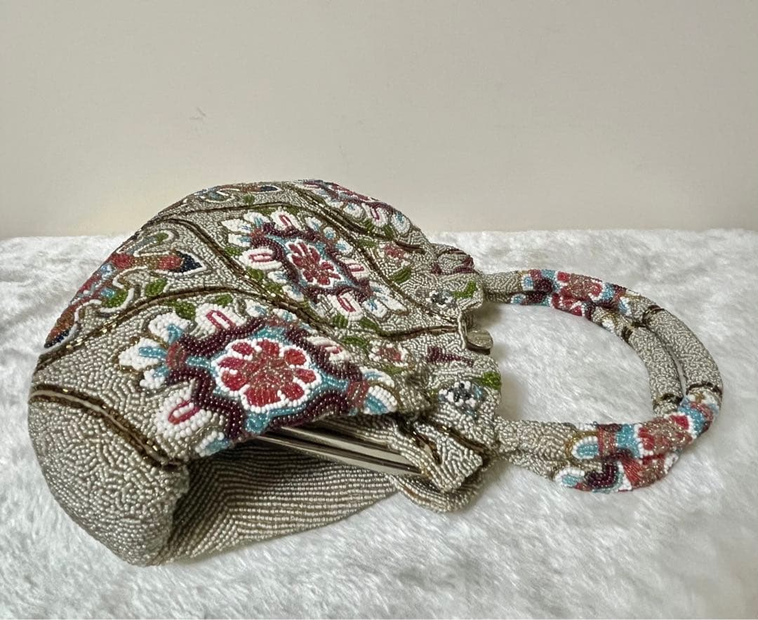 柏ビーズ　和装バッグ パーティーバッグ ハンドバッグ ビーズバッグ 2点セット