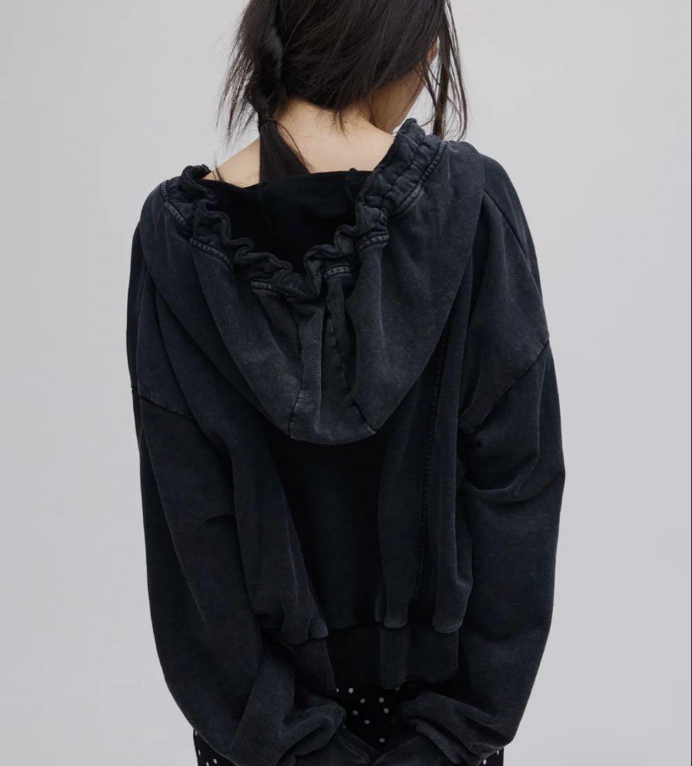 AMERI OYSTER SILHOUETTE HOODIEチャコールブラックF