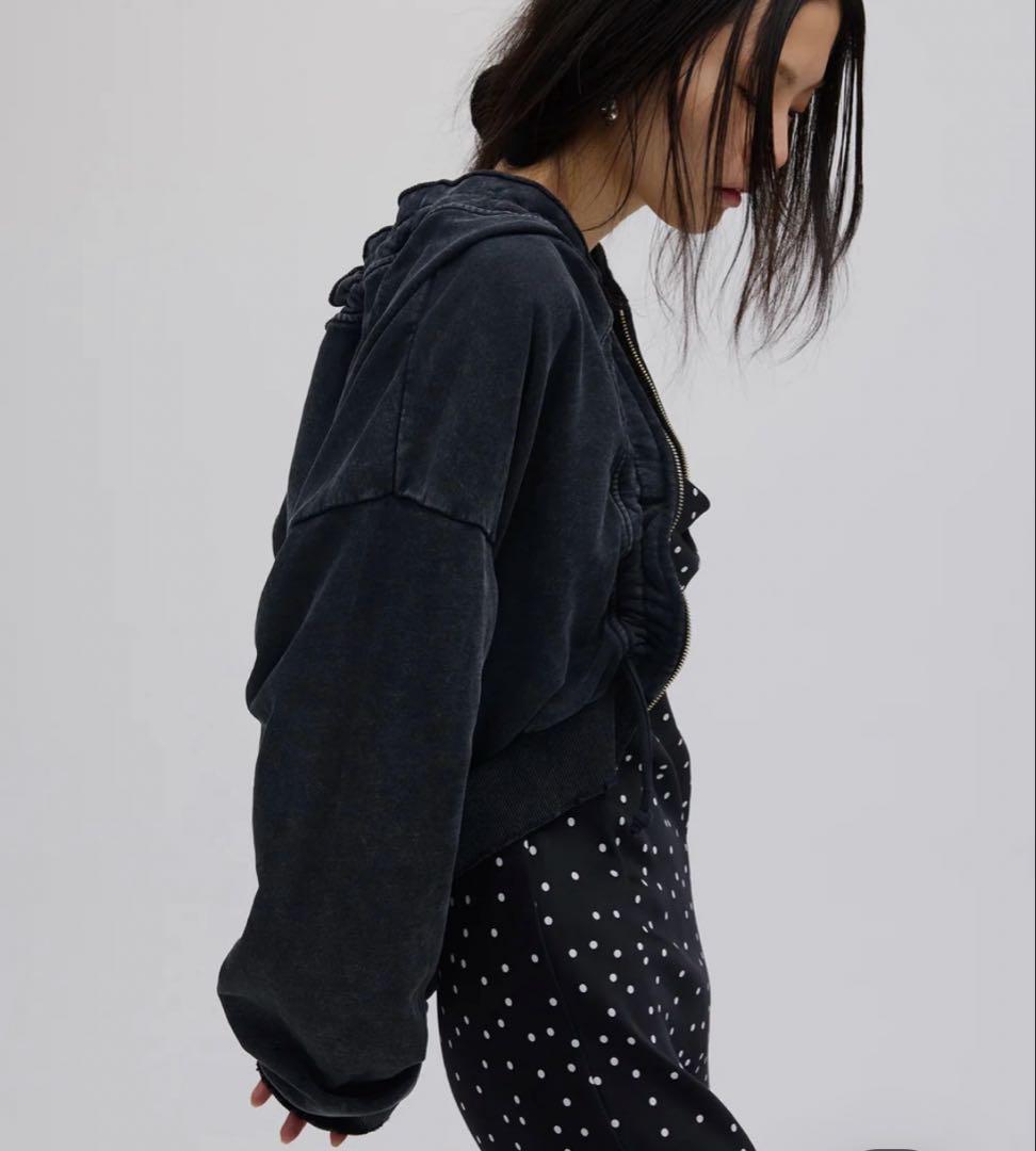 AMERI OYSTER SILHOUETTE HOODIEチャコールブラックF