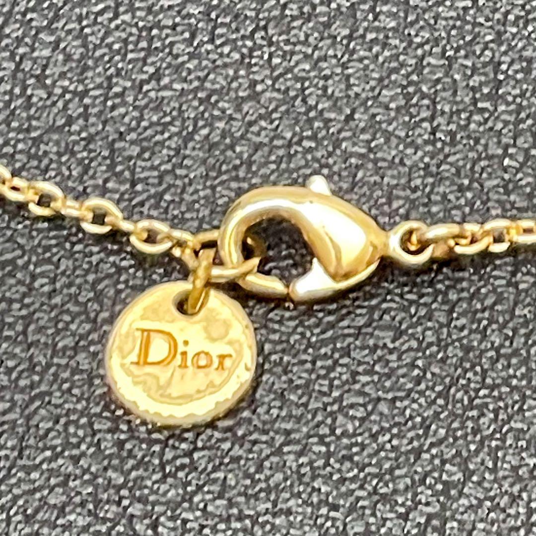 美品 ディオール Dior CDロゴ ラインストーン ネックレス ゴールド.