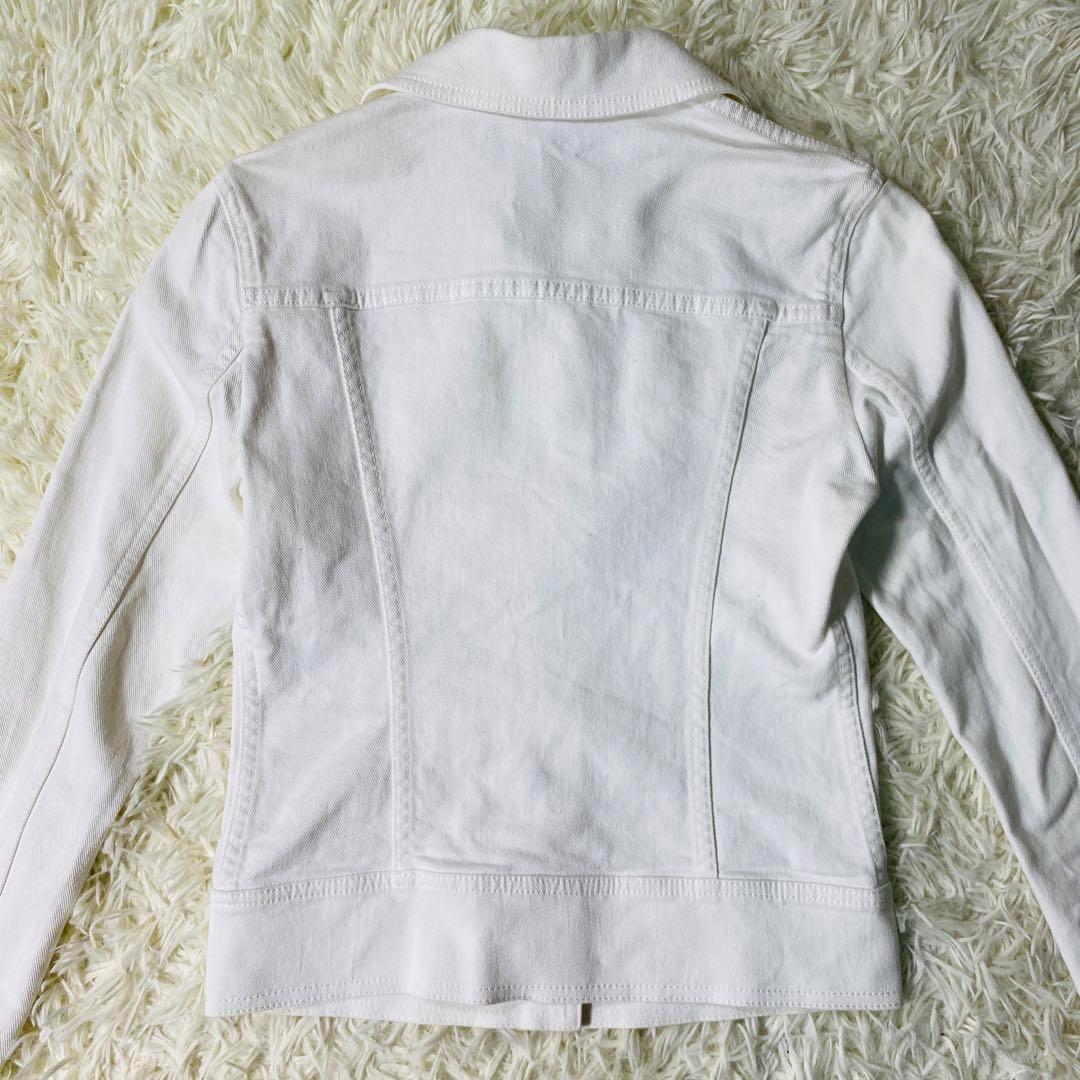 美品 GUCCI ホワイト デニムジャケット ロゴ刺繍 Gジャン 金ボタン