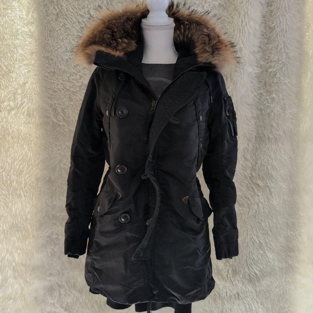 希少 goa ゴア　ラクーンファーコート　ミリタリー　モッズコート　ブラック