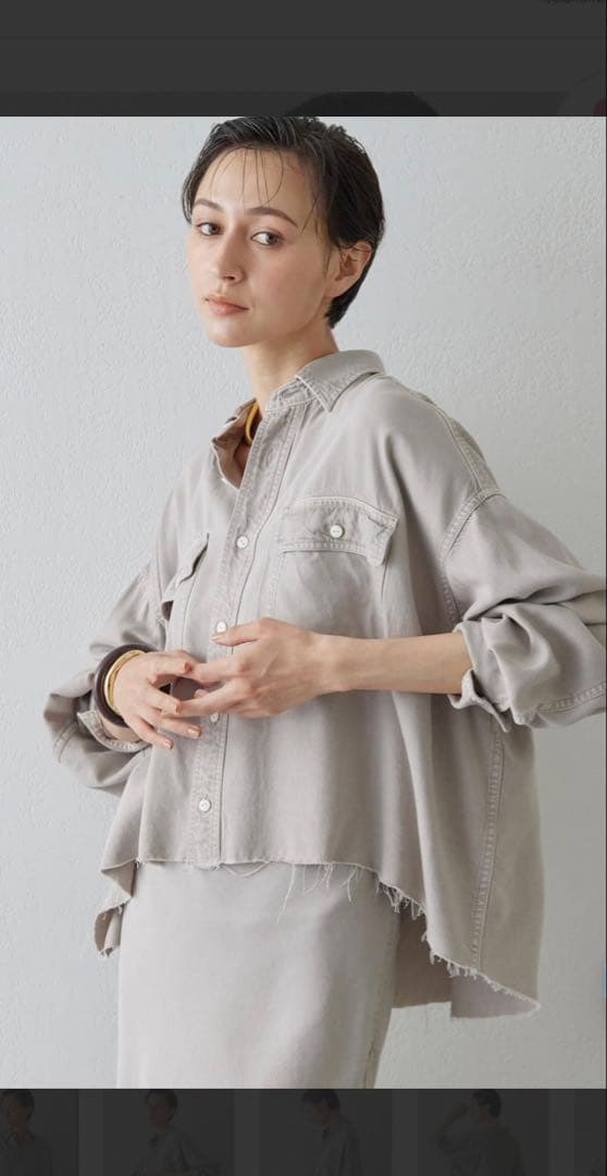 riki ウィムガゼット　テンセル繊維使用シャツ　ベージュ