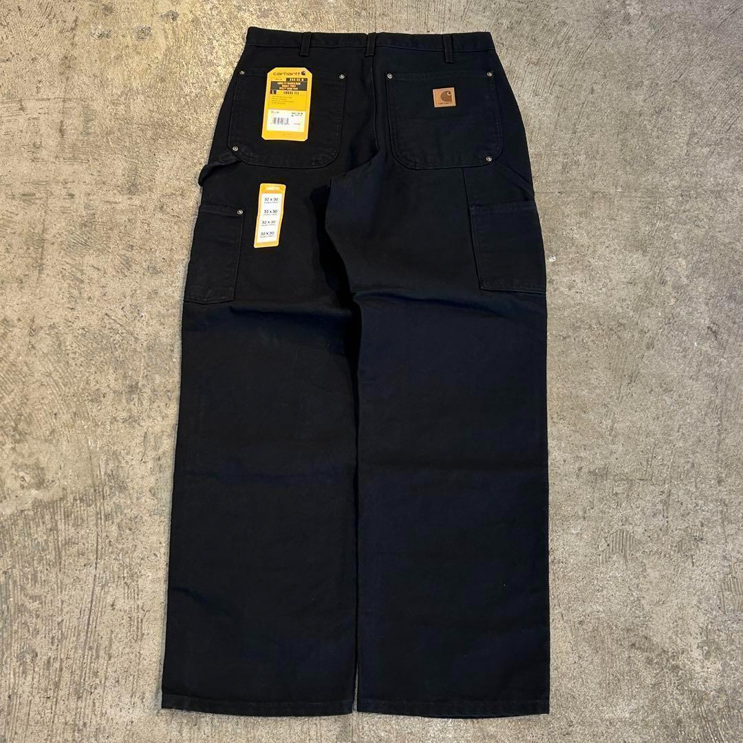 新品 カーハート B136 ウォッシュド ダック ダブルニー パンツ黒 W32