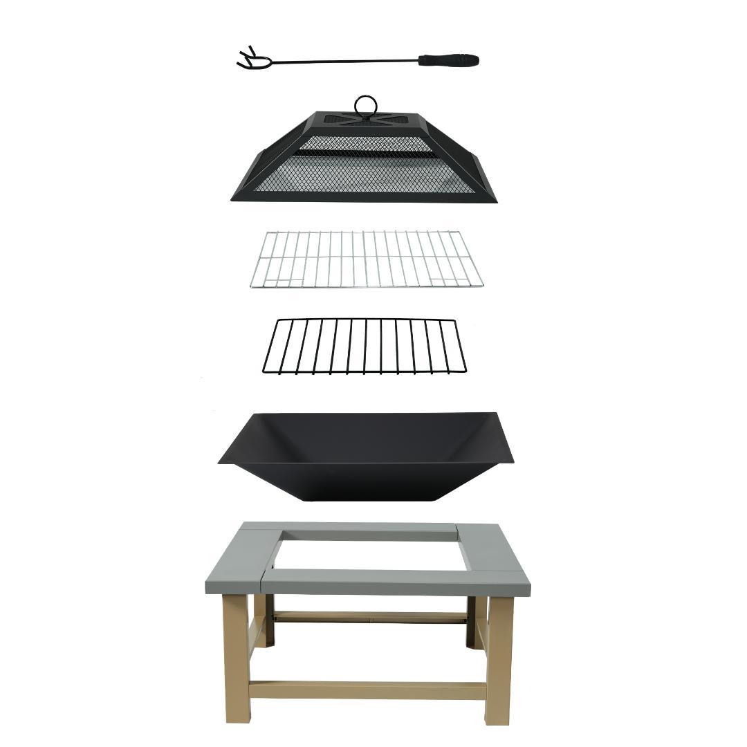 タイムセール！大型焚き火台　二次燃焼 　キャンプグッズ　GREY　NATURAL