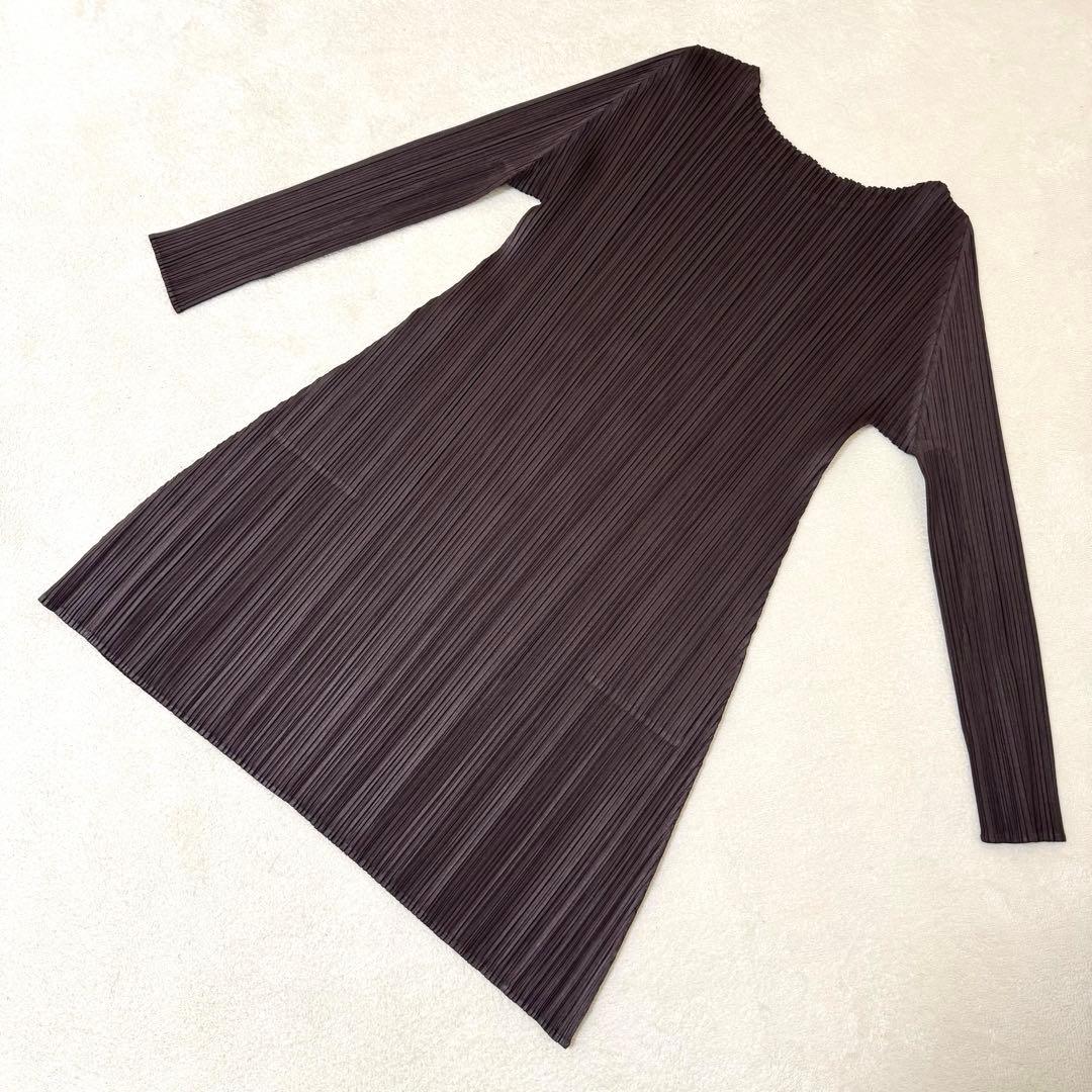極美品✨PLEATS PLEASE プリーツ　ブラウン　チュニック　Lサイズ