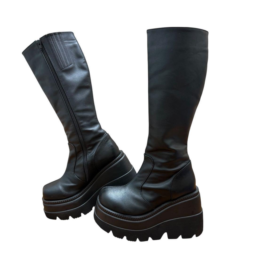 デモニア Demonia 厚底ロングブーツ SHAKER-100 24cm 黒