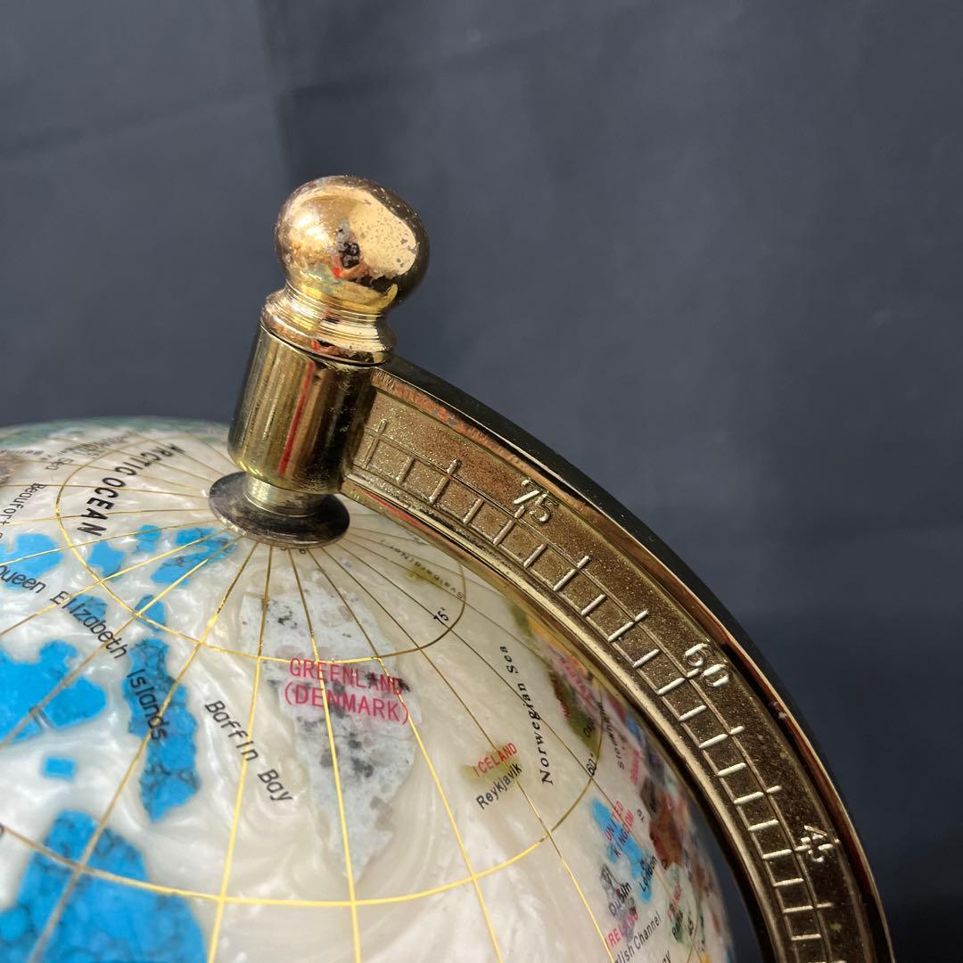 雷216 アンティーク 天然石 地球儀 パワーストーン 置物 インテリア