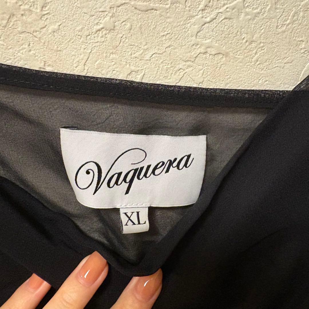 Vaquera ブラック シルク　シースルーキャミソール XL