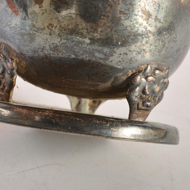 純銀製　神獣三足　線香立て　小さな香炉　重さ約16g　N　6784