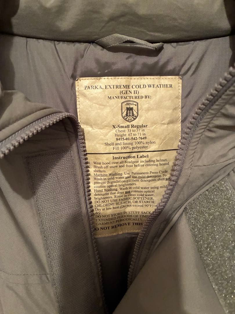 BAF社製 レベル7 TYPE2 モンスターパーカーxsmall-Regular