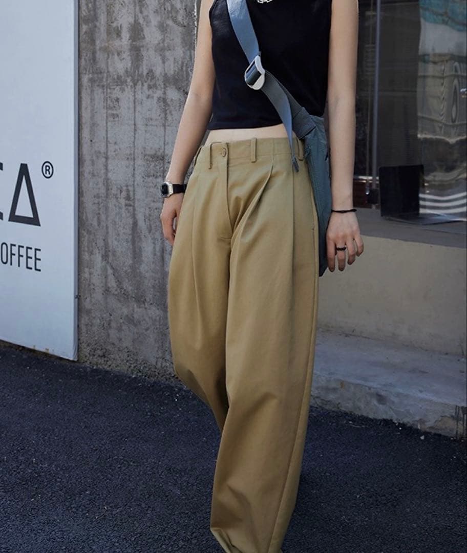 ANOTHER S タック入りワイドチノパン