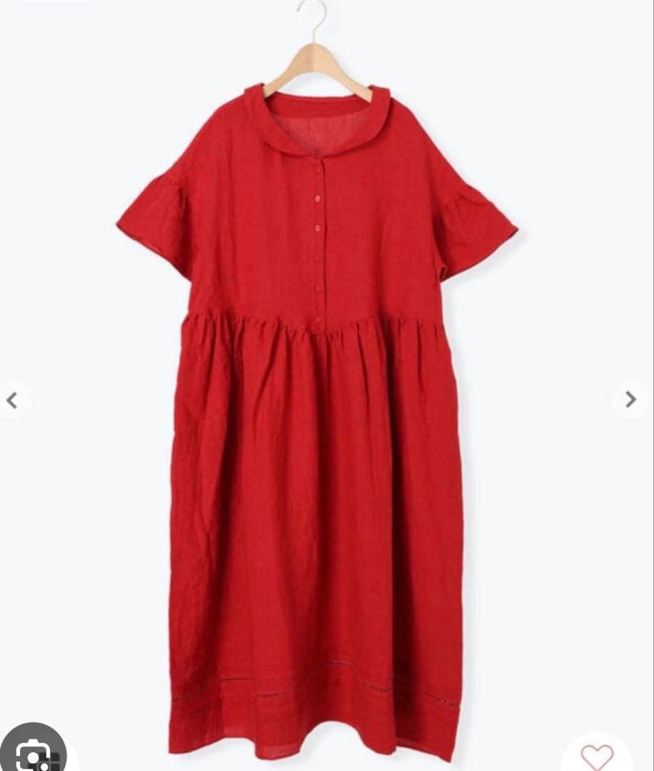 サマンサモスモス 立川限定 リネン丸襟ギャザーワンピース