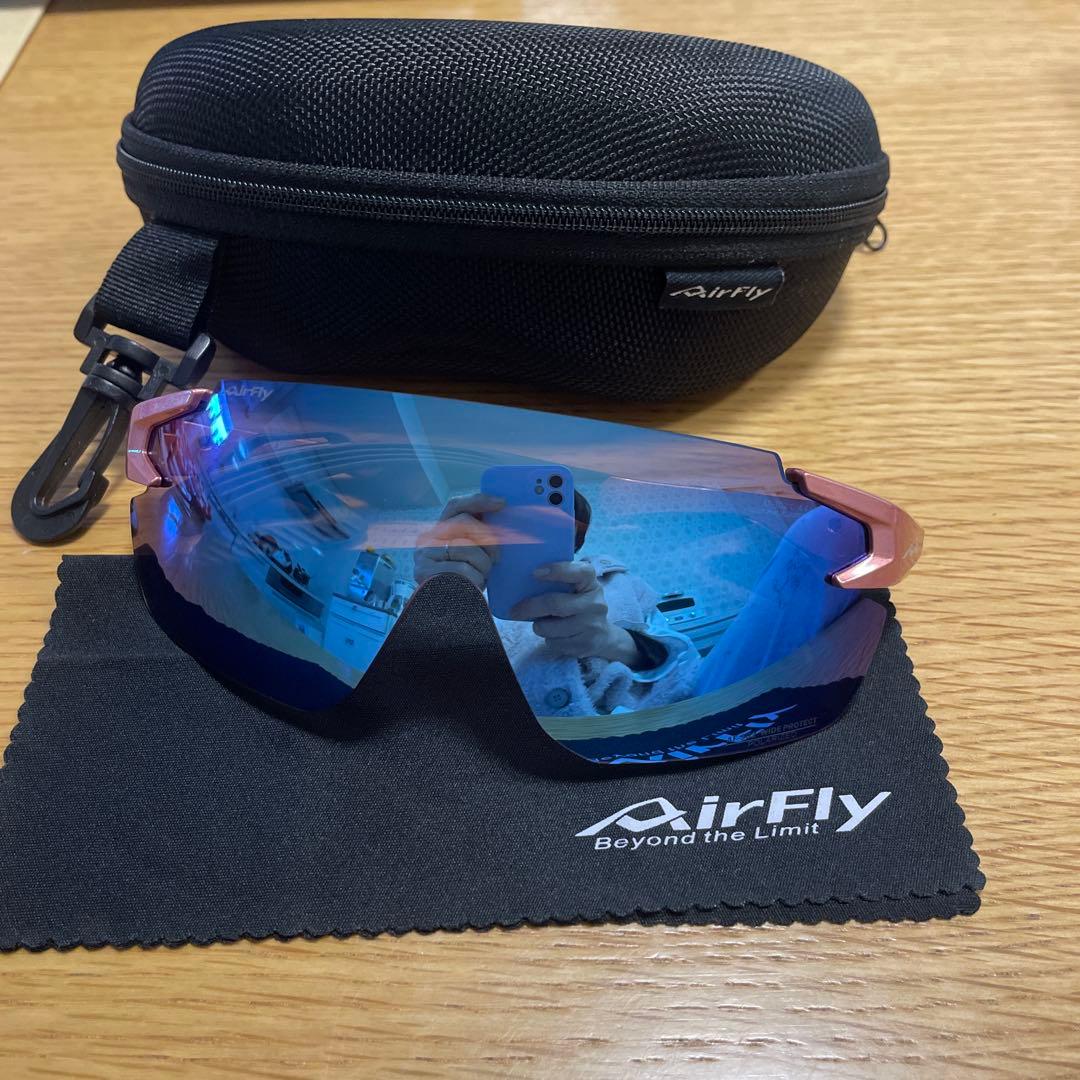 日曜日のみ価格˚✧₊⁎❝᷀ົཽAirFly サングラス ブルー/ピンク ケース付き