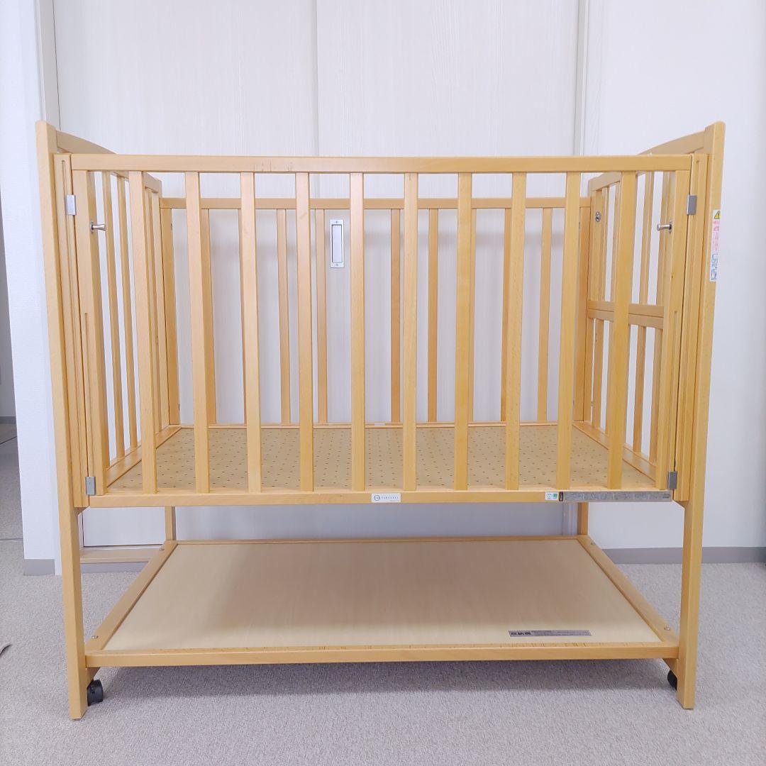 【イーナ】ヤマサキ　ベビーベッド　ツーオープン　ハイタイプ