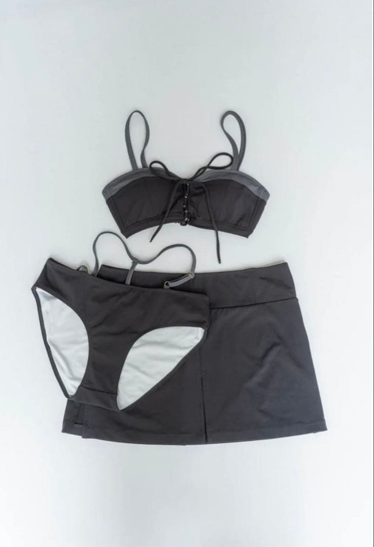 knuth marf 水着 グレー slit skirt swim wear