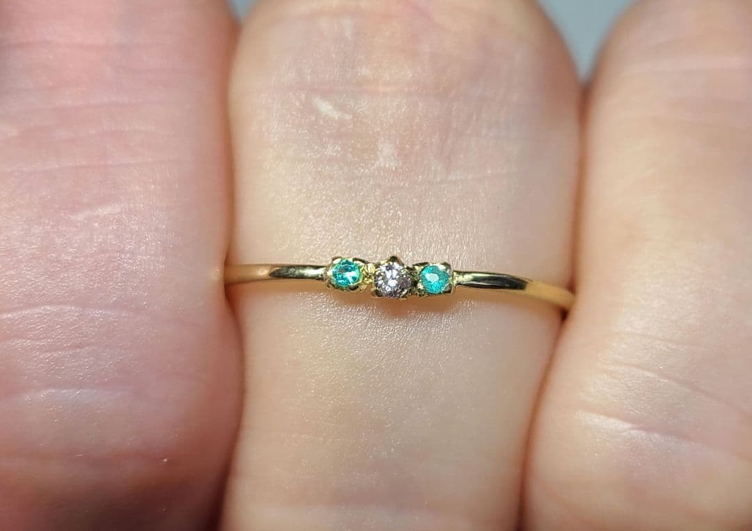 限定1本★アーガイルピンクダイヤモンドバターリャパライバトルマリン18金リング★