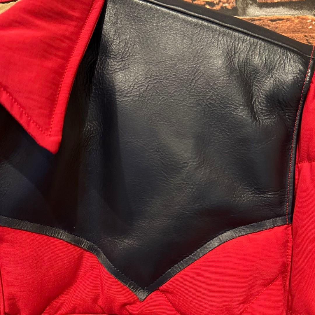 SUGAR CANE コットンニューロン　レザーヨーク　ダウンジャケット　レッド