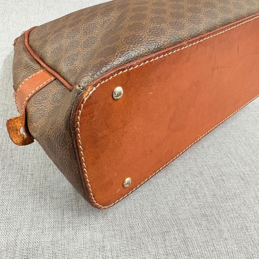 美品CELINE セリーヌ マカダム トリオンフ ハンドバッグ ブラウン PVC