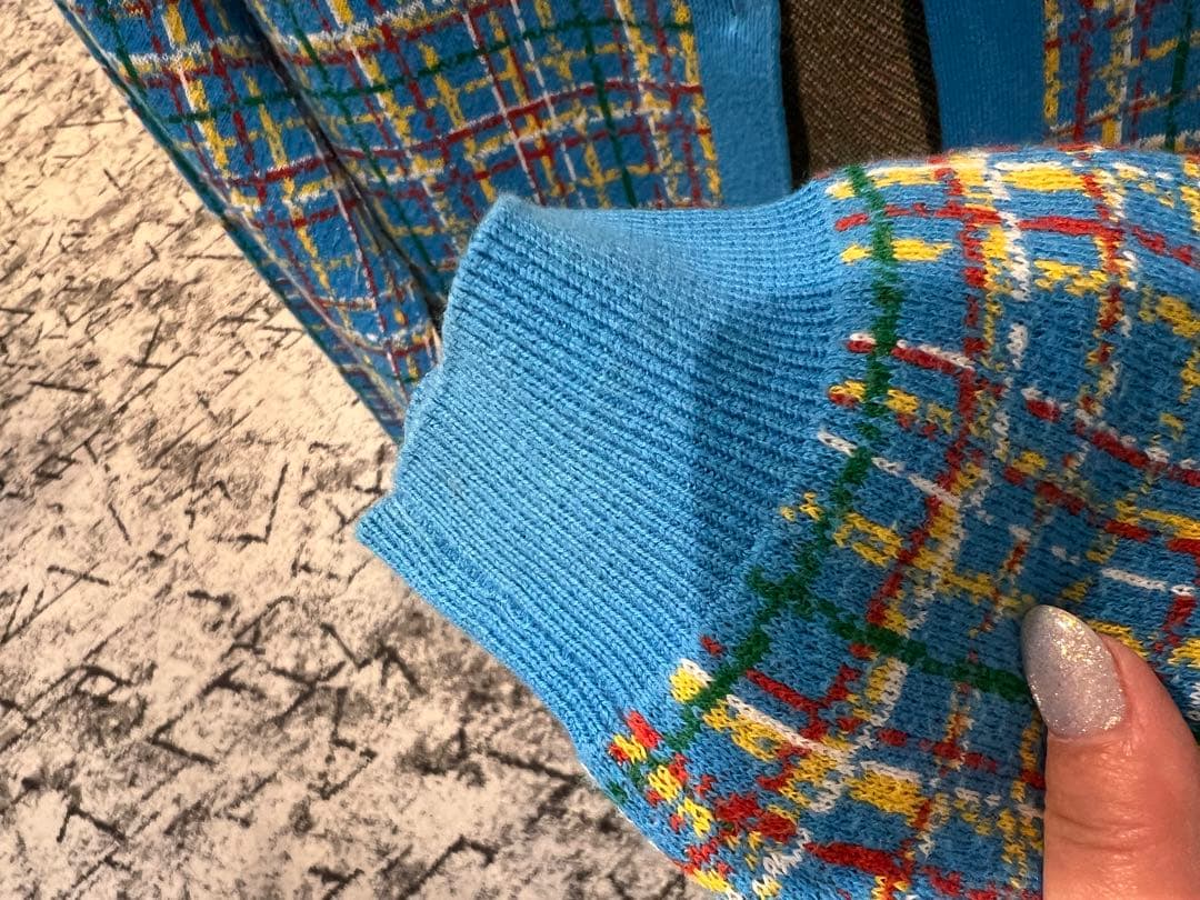 CABaN コットンカシミヤ チェックジャカード カーディガン