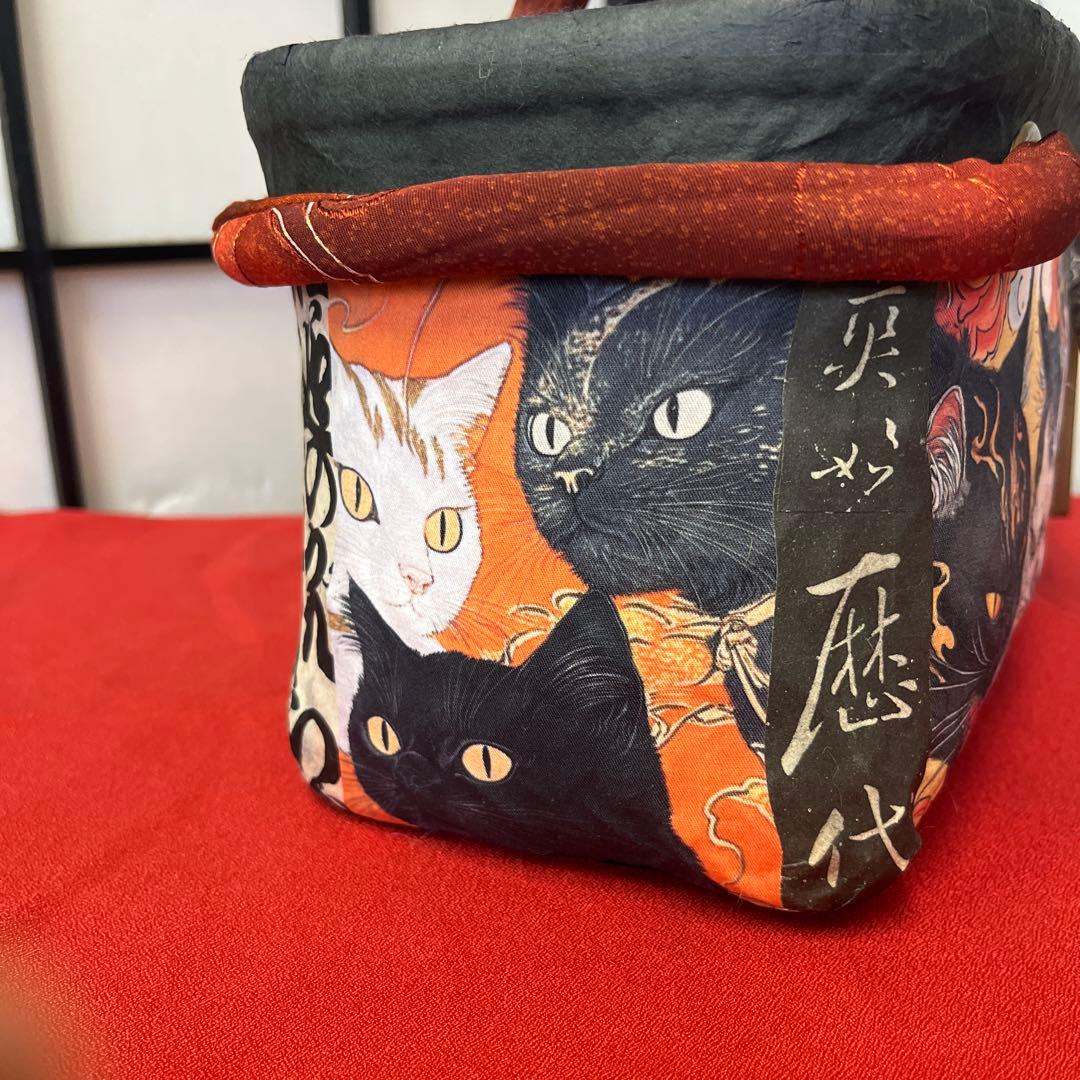 妖猫 化猫 一閑張り バッグ かごバッグ ハンドバッグ 和 手作り 小さめ