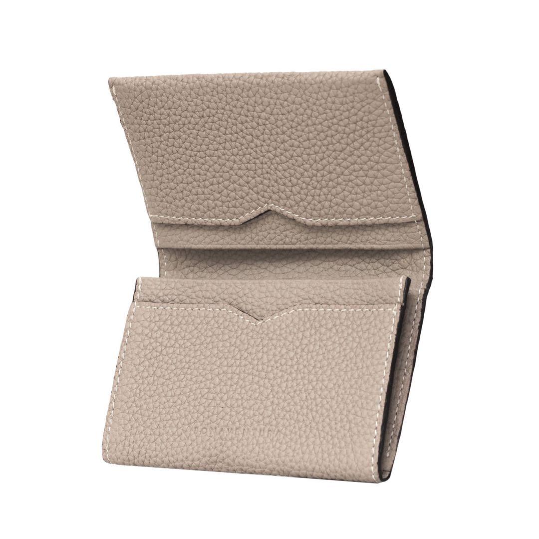 ボナベンチュラ ビジネスカードケース シュリンクレザー 名刺入れ グレージュ売切