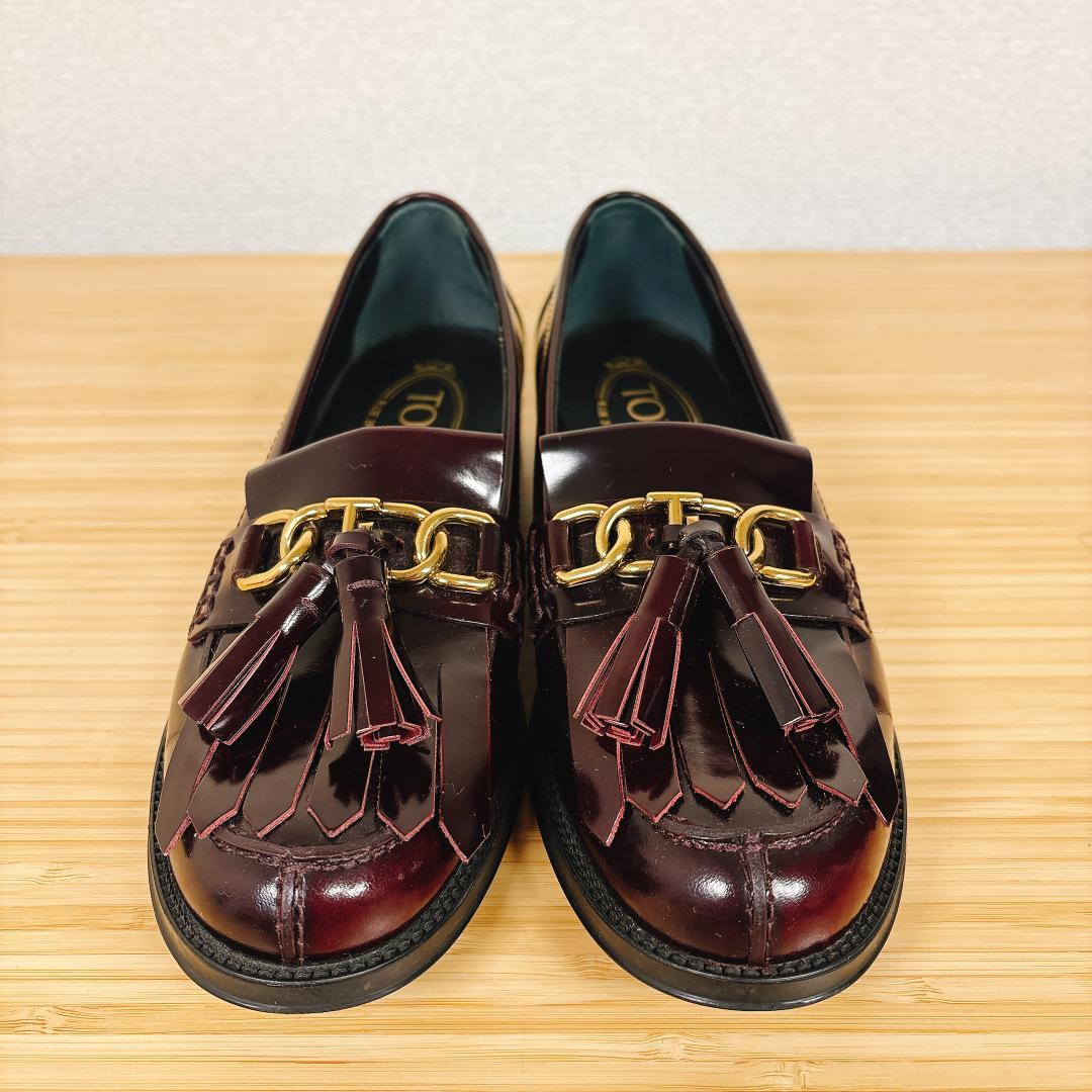 【極美品】TOD'S トッズ タッセルローファー 金具 フリンジ 22.5cm