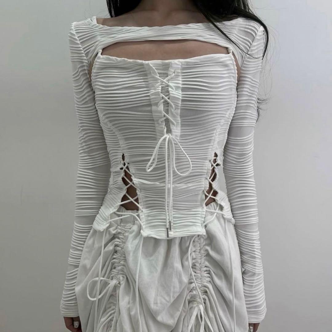 トップス melt the lady lace up layered corset