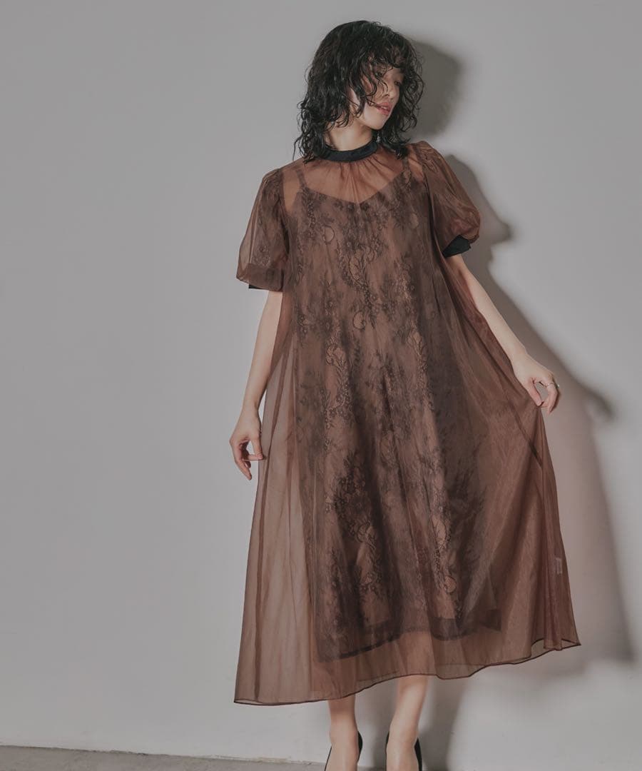 niana Aラインオーガンジーレースレイヤードドレス オケージョンドレス