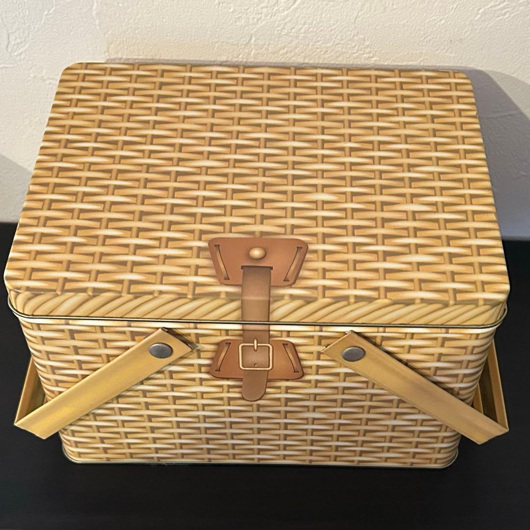 バスケット柄缶　4set かごバッグ　ティン