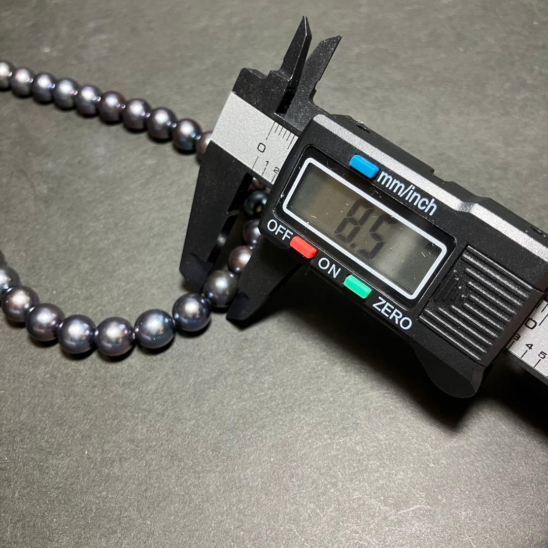 テリ◎ 大粒✨あこや真珠 パール ネックレス ブルー SV 8-8.5mm