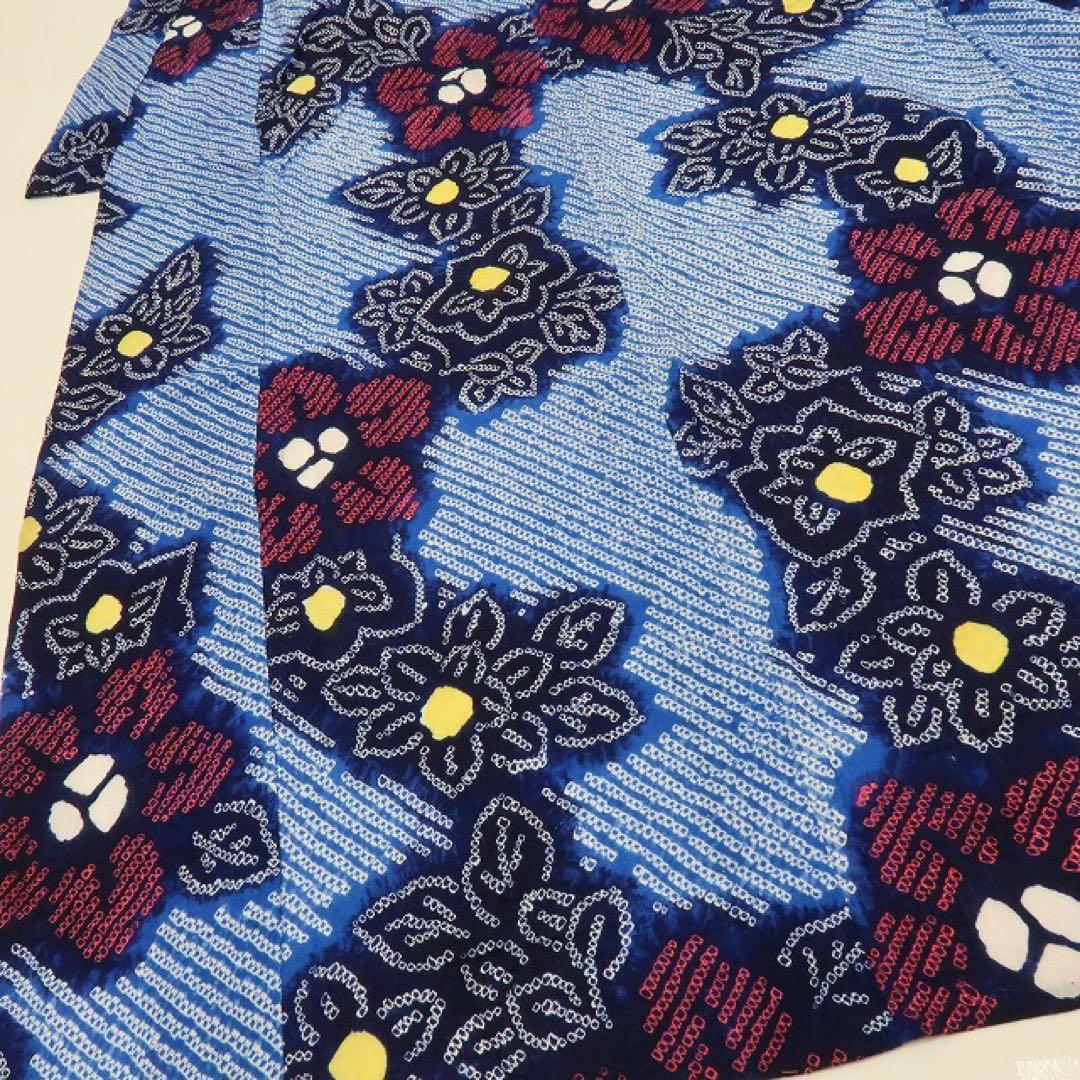 美品未着用 有松鳴海絞り 桔梗 綿 高級浴衣 着物 A3106