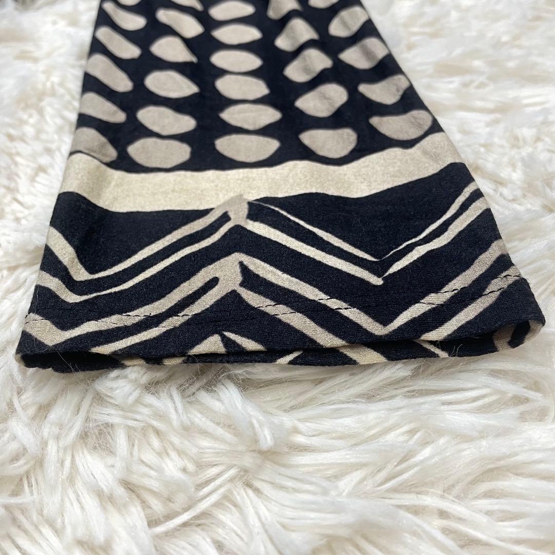 MaxMara 総柄 フレアワンピース 幾何学柄 白タグ ベルト付き 42