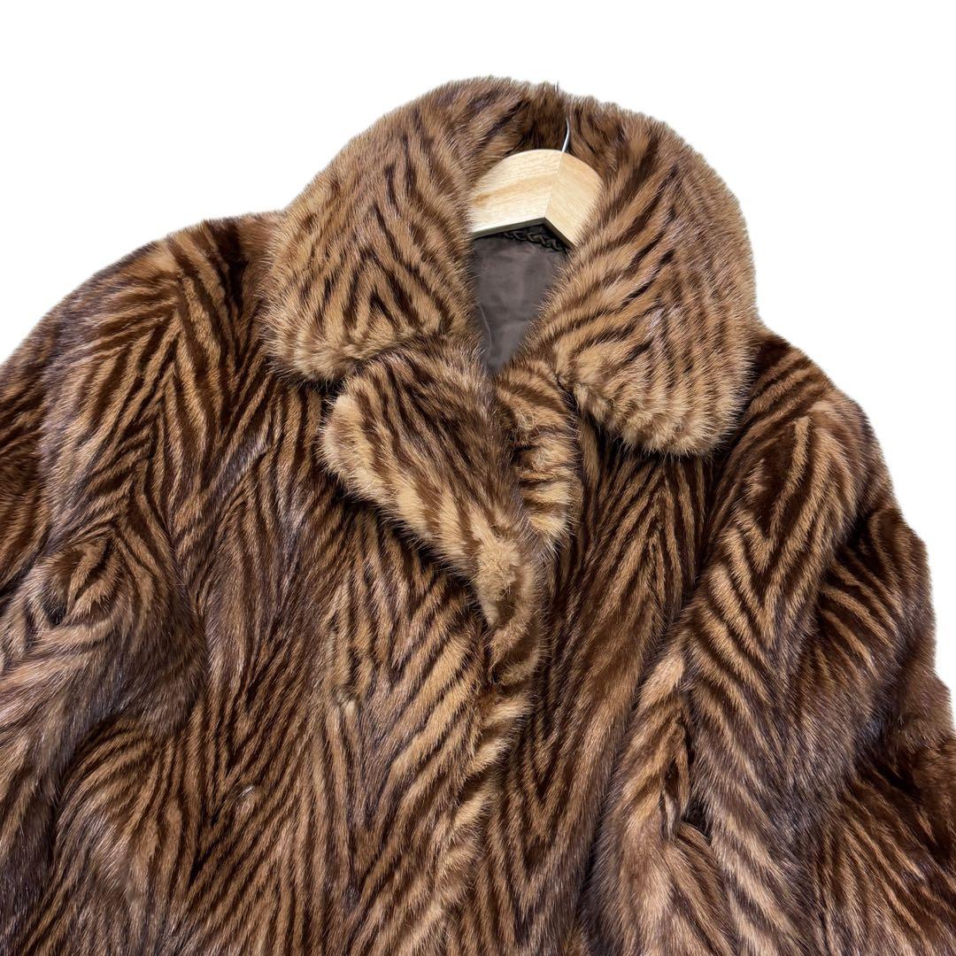 美品　デミバフミンク　XLサイズ相当　艶◎　リアルファーコート　総丈73cm