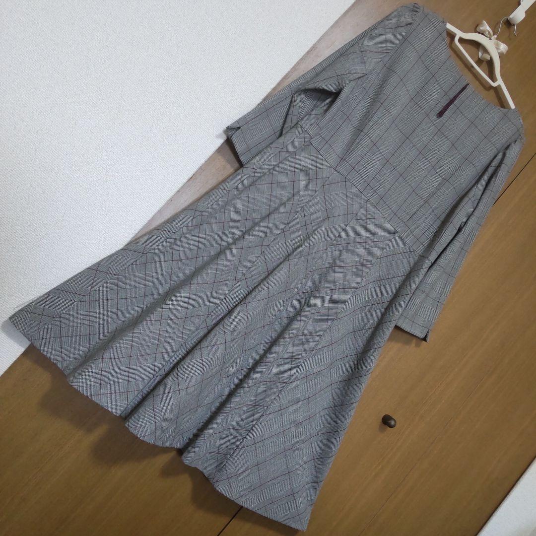 美品 チェック柄ワンピース ローズティアラ 大きいサイズ46